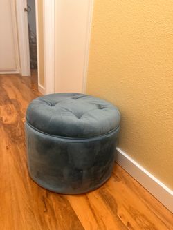 Blue Velvet Tufted Storage Ottoman