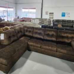 New Brand 💫 Accrington Earth Dark Color L Shape Living Room Furniture Set| 39$ Down Payment @ Fastest Delivery 🚚