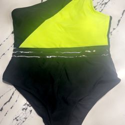 Women’s Bikini Shoulder Neon Yellow and Black Swimsuit