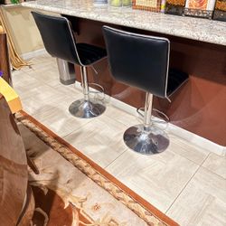 Set of 2 Modern Adjustable Bar Stools – Excellent Condition