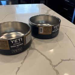 Two Large 8 Cup Yeti Dog Bowls