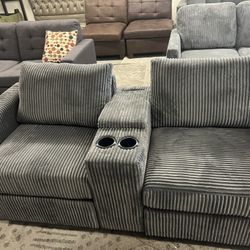 New Sofa Corduroy Couch with Charging Station Console and Cup Holders! Free Delivery 🚚! 
