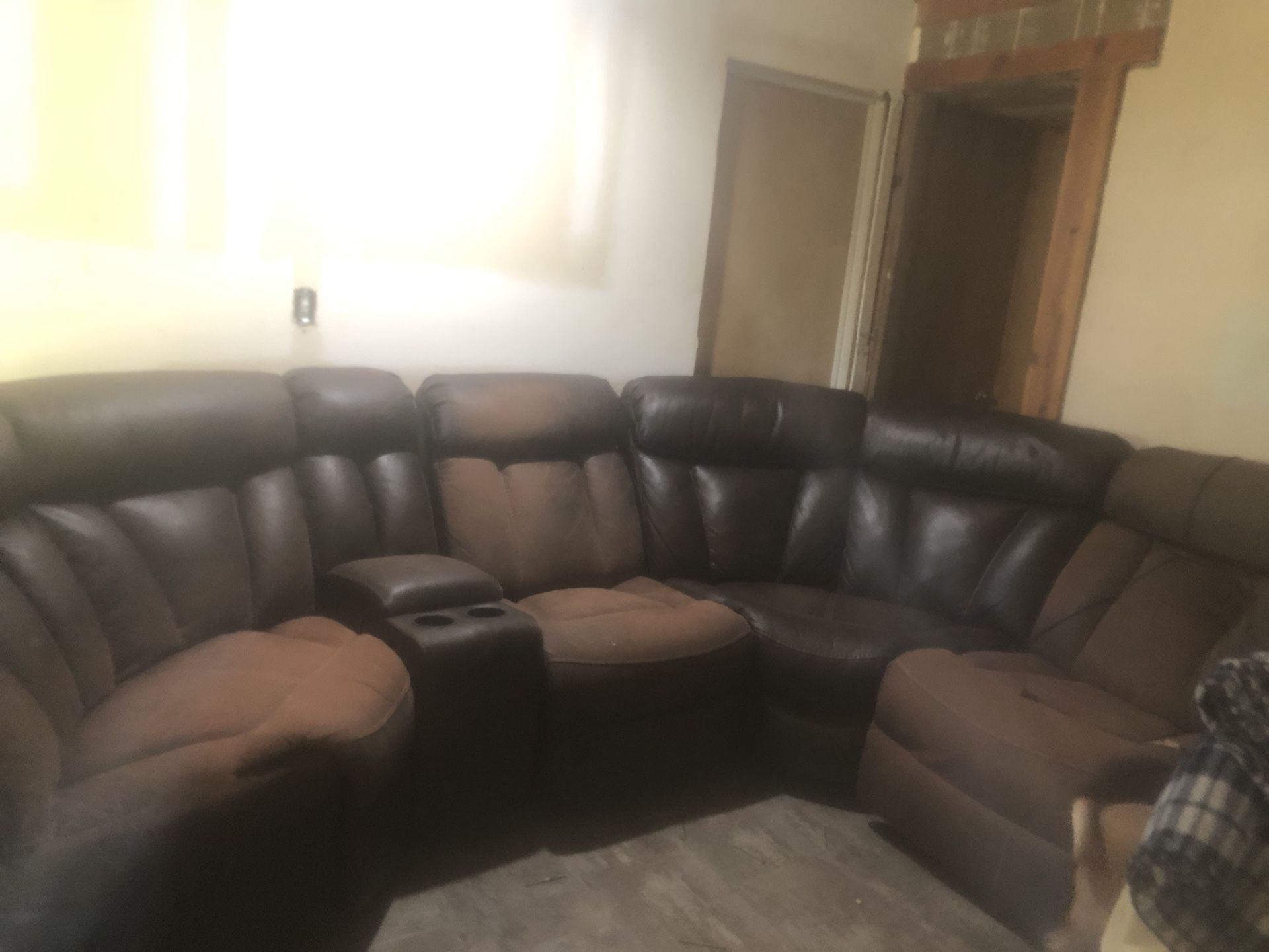 Sectional With End Recliner And USB In Console