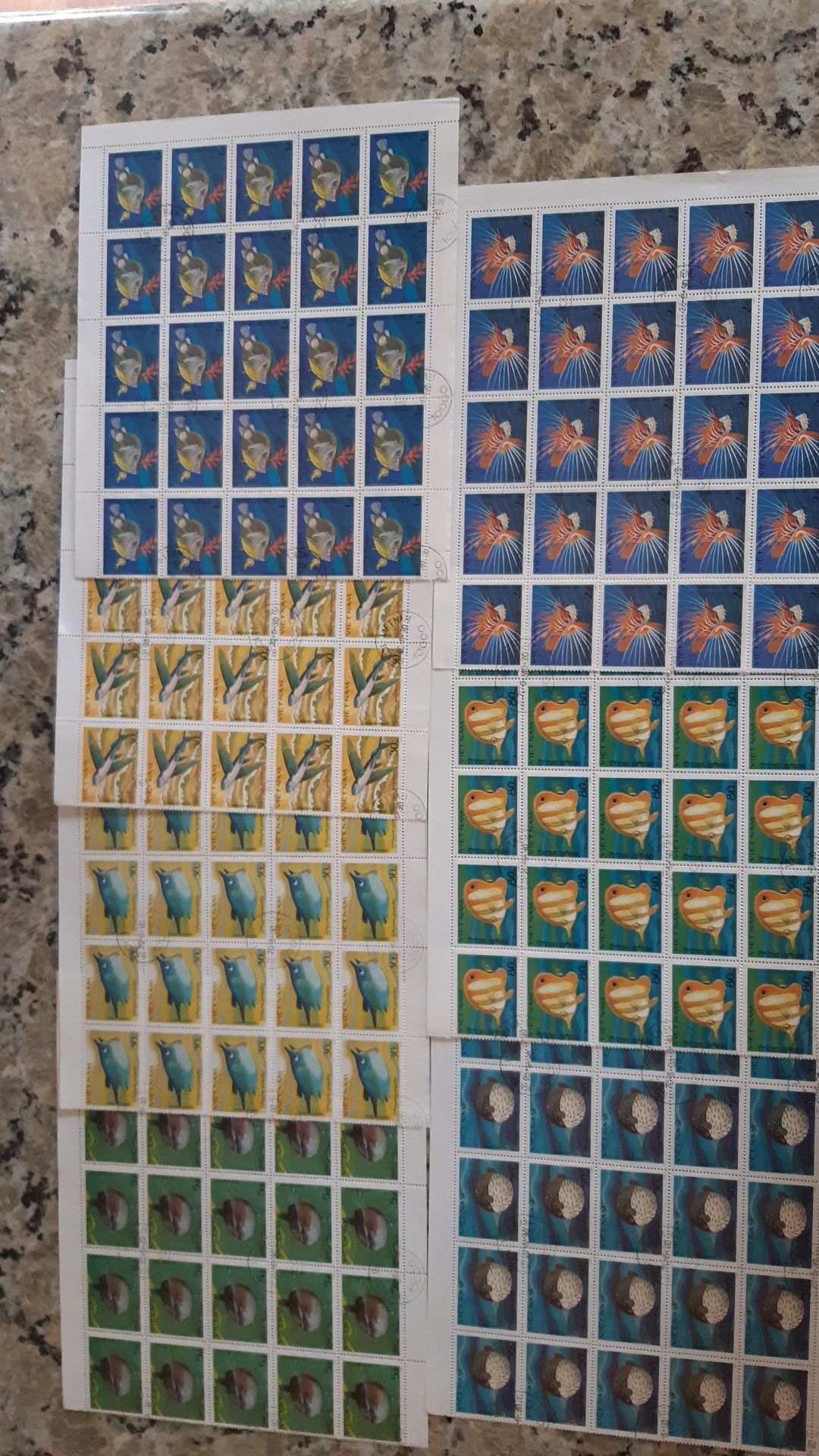 7 design Vietnam fish series postage stamps