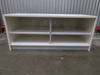 White Sliding-Door Storage Cabinet with Glass Panel