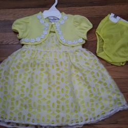 baby girl dress 18 months rare edition white yellow summer sweatee diaper cover 
