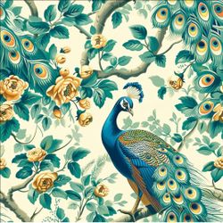 Peacock Peel And Stick Wall Paper 16 x 128 Inch Roll W/ Scrapper NIB