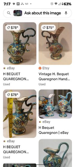 VINTAGE H. BEQUET QUAREGNON HAND PAINTED  VASE