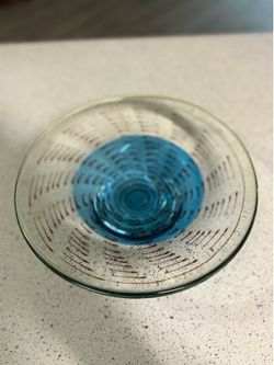 Murano Art Glass Bowl Confetti Spatter Hand Blown Contemporary Art Glass 10in