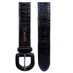 RALPH LAUREN Women’s Black Leather Belt Sz L Croc Embossed