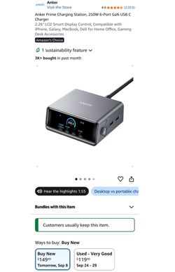 Anker Prime Charging Station, 250W 6-Port GaN USB C Charger
