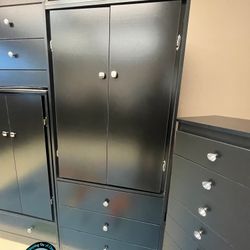 Tall Closet Wardrobe Dresser Ropero Negro Nuevo Bonito 