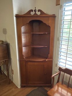 Antique maple corner hutch