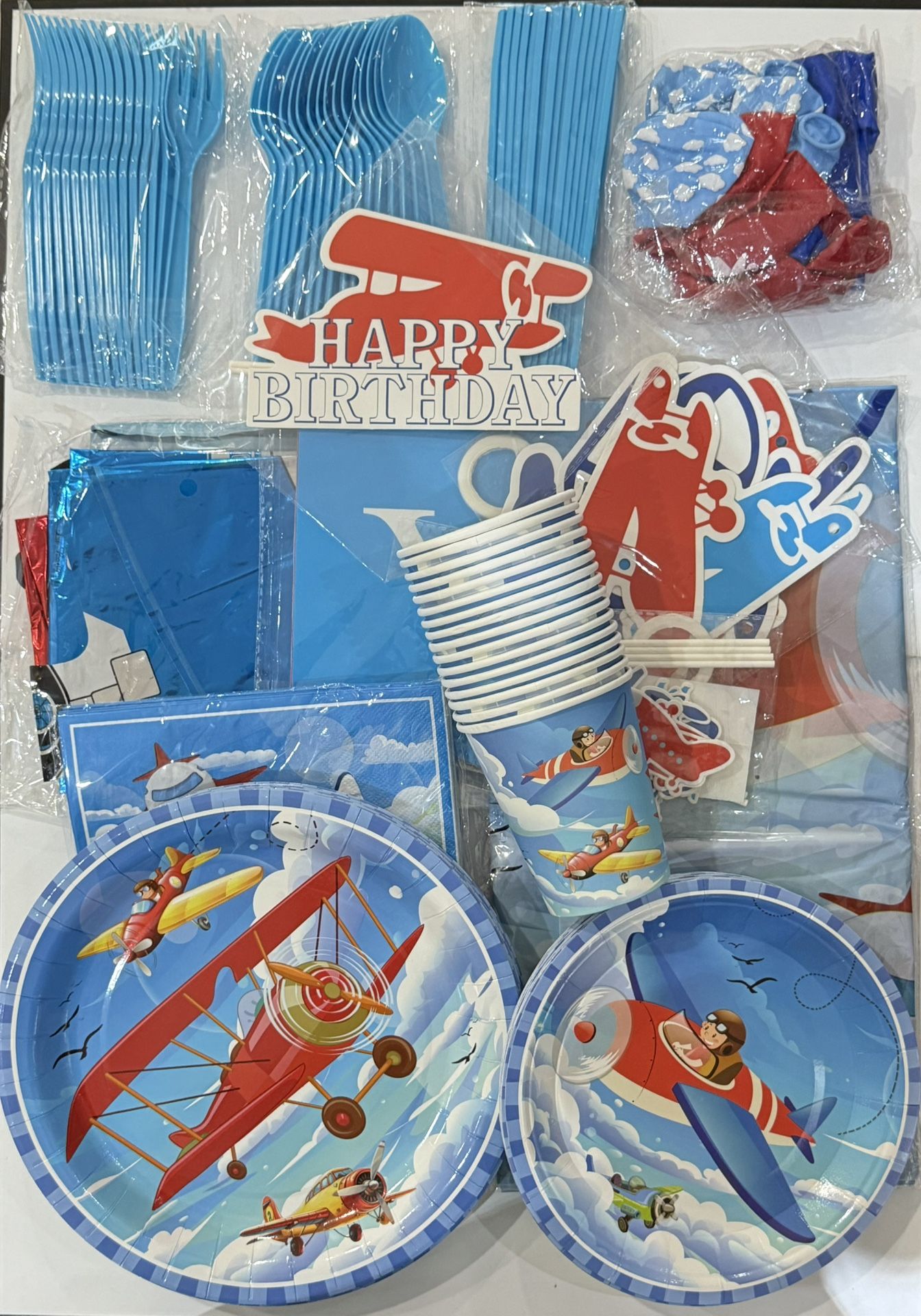 16Guests Airplane Birthday Party Decorations