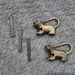 vintage Chinese brass padlocks set of 2