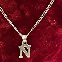 925 NEW SILVER Necklace With  N  Pendant 