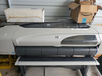 HP DesignJet Large Format Printers – Lot of 3 + Stands, Ink & Parts