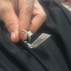 Princess Cut Gold Ring .925 size 8