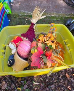 Tub of fall decor