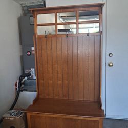 Solid Wood Coat Rack With Hidden Storage Space