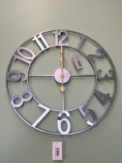 Sorbus 24" Metal Wall Clock Standard Numeral - Silver