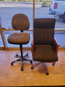 Free Chairs, 1 Wood Arm & 1 Task