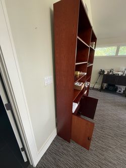 Set of 3 cherrywood bookshelves. 83” tall
