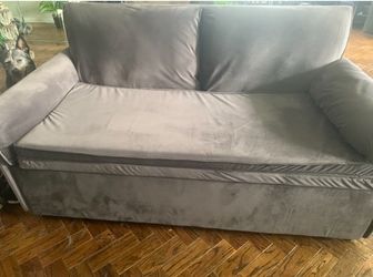3-in-1 Convertible Sleeper Sofa Bed. Velvet/Microfiber Pull Out Couch. Adjustable Loveseat Futon.