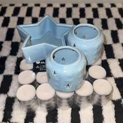 Blue Star Candle Holder Set
