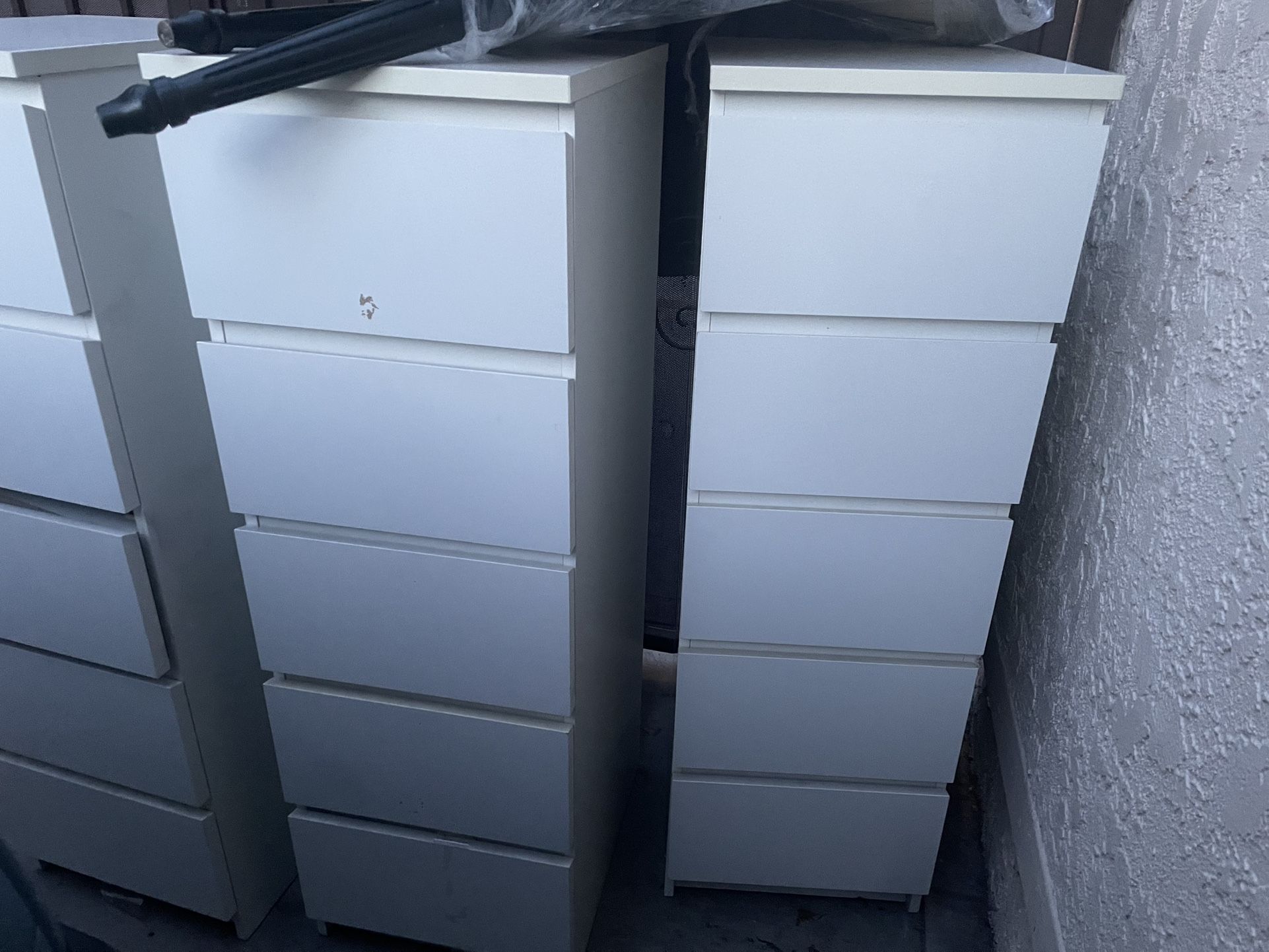 Set of 3  Tall Vertical 5-Drawer Chest Dresser Clothes Storage Organizer Units for Bedroom - White - 5- drawer - Tall Furniture Cabinet