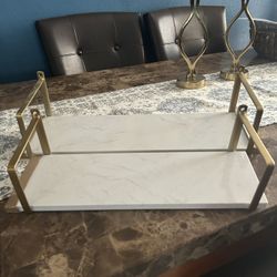 White Marble & Brass Shelves 