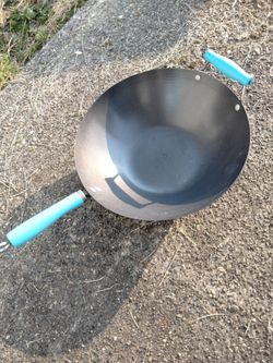 Cookware 12.5" Carbon Steel Wok Skillet Pan Professional Grade