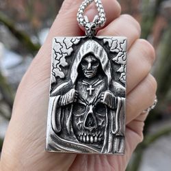 Mens Boxing Skull Biker Cross Stainless Steel Pendant Necklace For Men