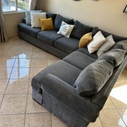 Beautiful Grey Sectional Couch With Deep Seating From Jerome’s 