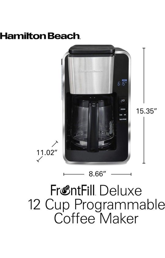 Hamilton Beach 12 Cup Programmable Front-Fill Drip Coffee Maker with Glass Carafe