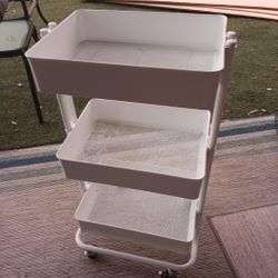White 3-Tier Metal Rolling Storage Cart