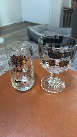 Vintage Las Vegas Nevada Souvenir Glasses Set of 2