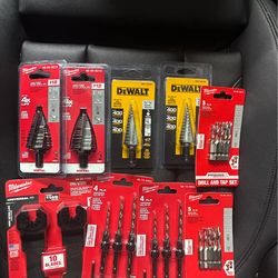 Assorted Milwaukee and Dewalt Drill Bits