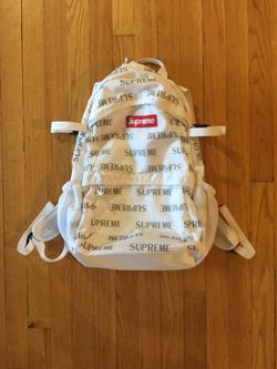 Supreme white repeat backpack