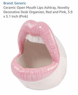 Ceramic Open Mouth Lips Ashtray Pink