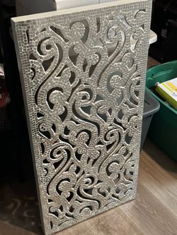 Mirrored Mosaic Scroll Wall Art 18x36