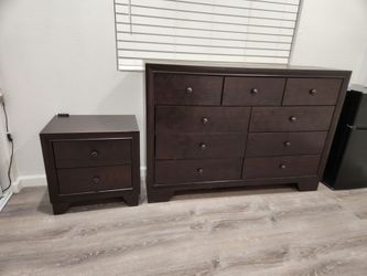Dark Brown Dresser and Nightstand Set