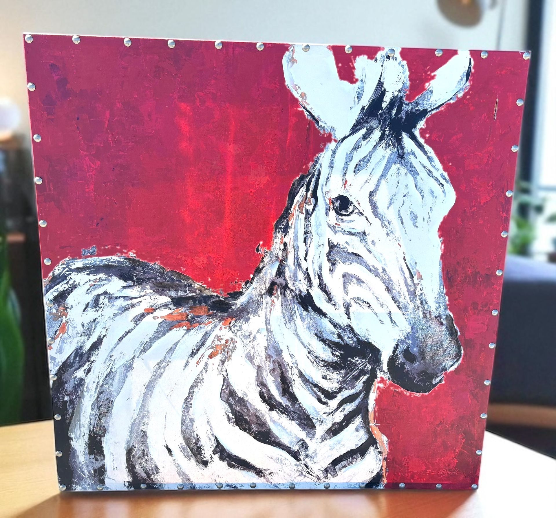 Pier One Large Canvas Zebra Painting 4ft. x 4ft.