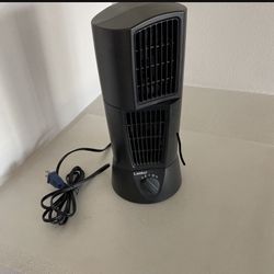 Lasko Oscillating Platinum Desktop Wind Tower Fan, 3-Speeds, Compact, Portable with Handle for Office, Bedroom and Kitchen, 14", Black