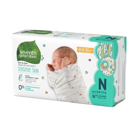 Seventh Generation 144 Ptinted Newborn Diapers