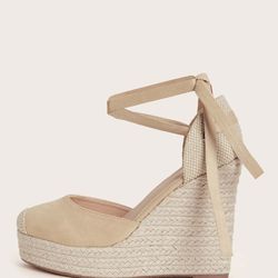 Lace-up ankle strap Espadrille Wedges  Size 7