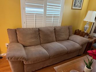 Tan Microfiber 3-Seat Sofa