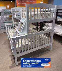 Twin Full white Bunkbed with Ortho Mattress Included