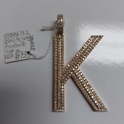 14k Yellow Gold Diamond "K" Pendant 