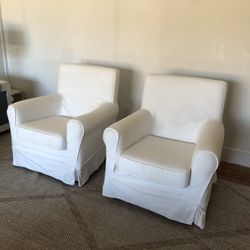 2 IKEA White Slipcover Armchairs